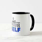 "Be Your Self" Inspirational Black and White Mug Mok (Voorkant rechts)