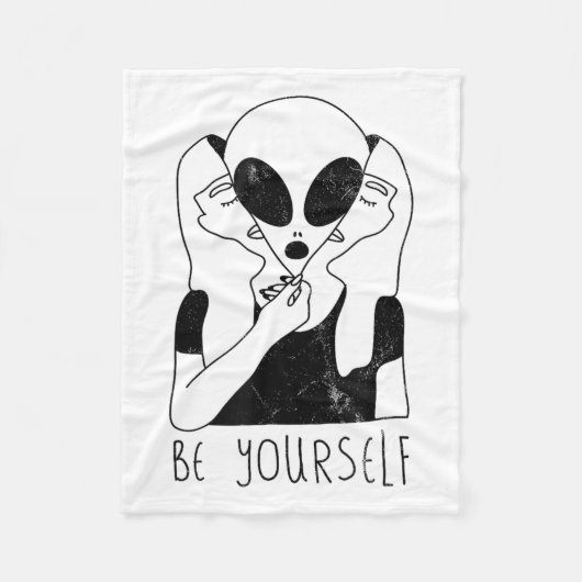 Be Yourself - Funny Alien Motivational S Fleece Deken (Voorkant)