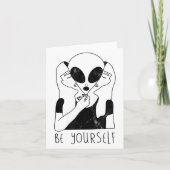 Be Yourself - Funny Alien Motivational S  Kaart (Voorkant)