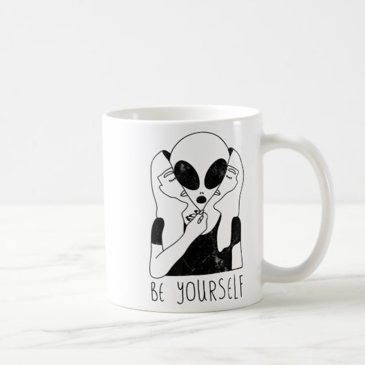Be Yourself - Funny Alien Motivational S  Koffiemok (Rechts)