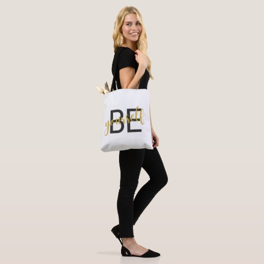 Be Yourself Inspirational Message Tote Bag (Op model)