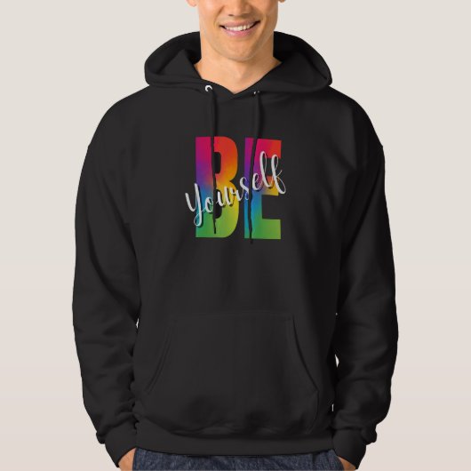 Be Yourself LGBT-Q Gay Lesbian Bi Trans Pride Squa Hoodie (Voorkant)