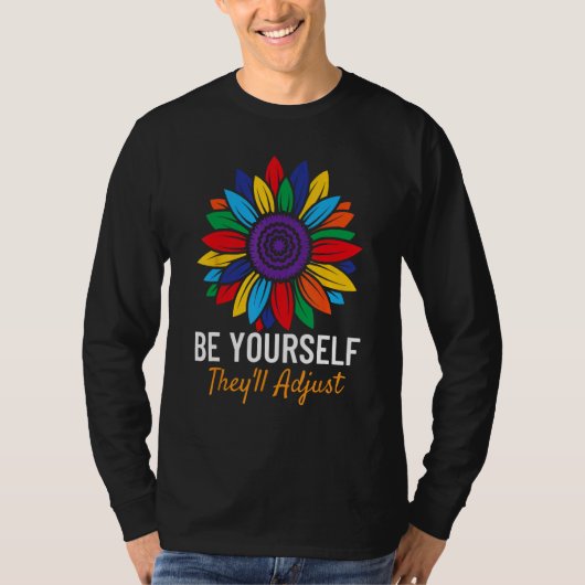 Be Yourself They'll Adjust LGBTQ Bisexual Flag Gay T-shirt (Voorkant)