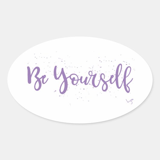 Be-Yourself-Typografie-Paars Ovale Sticker (Voorkant)