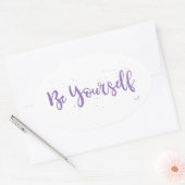 Be-Yourself-Typografie-Paars Ovale Sticker (Envelop)