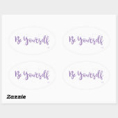 Be-Yourself-Typografie-Paars Ovale Sticker (Vel)