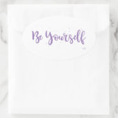 Be-Yourself-Typografie-Paars Ovale Sticker (Tas)