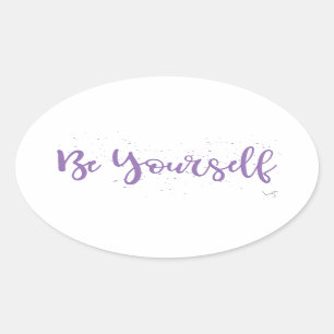 Be-Yourself-Typografie-Paars Ovale Sticker