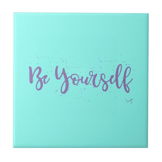 Be-Yourself-Typografie-Paars Tegeltje (Voorkant)