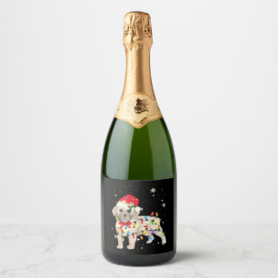 Beabull Hond Kerst Licht Xmas Mam Papa Gifts Sparkling Wijnetiket