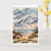 Beach3 Groot strand Seascape wenskaart Kaart (Gele Bloem)