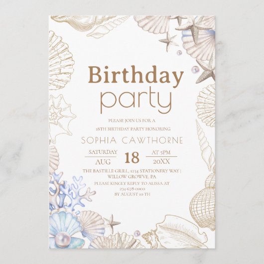 Beach 18th Birthday Party Kaart (Voorkant)