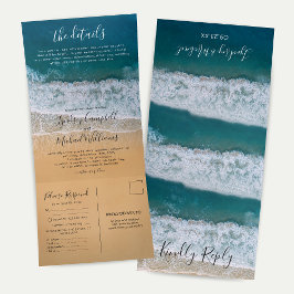 Beach 3 in 1 Destination Wedding Drieluik Uitnodiging