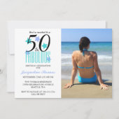 Beach 50 en Fabulous Birthday Photo Invitation Kaart (Voorkant)