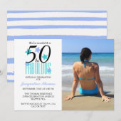 Beach 50 en Fabulous Birthday Photo Invitation Kaart (Voorkant / Achterkant)