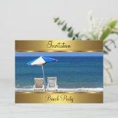 Beach 50th Birthday Party Kaart (Staand voorkant)