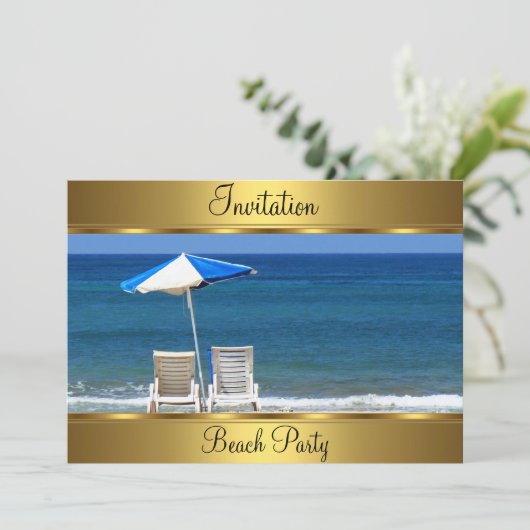 Beach 50th Birthday Party Kaart (Staand voorkant)