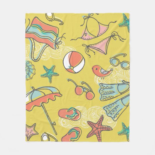 beach accessories. seamless pattern fleece deken (Voorkant)