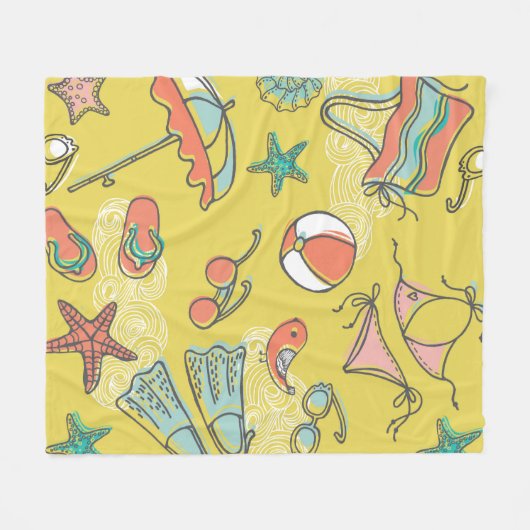 beach accessories. seamless pattern fleece deken (Voorkant (Horizontaal))