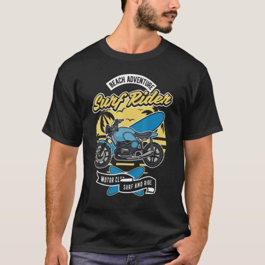 Beach Adventure Motorcycle Surf en rijden op de B T-shirt (Voorkant)