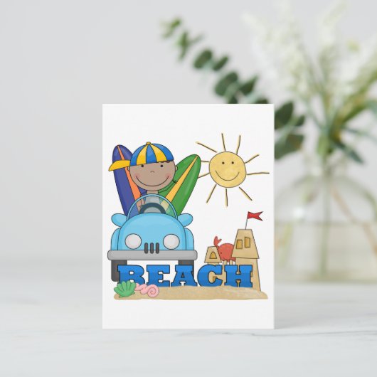 BEACH African American Boy Tshirts and Gifts Briefkaart (Staand voorkant)