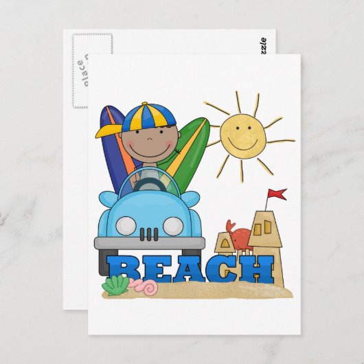 BEACH African American Boy Tshirts and Gifts Briefkaart (Voorkant / Achterkant)