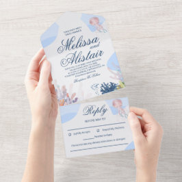  Beach All in One Wedding Invitation All In One Uitnodiging