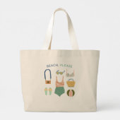 "Beach, alsjeblieft" Grote Canvas tas, aanvaller Grote Tote Bag (Achterkant)