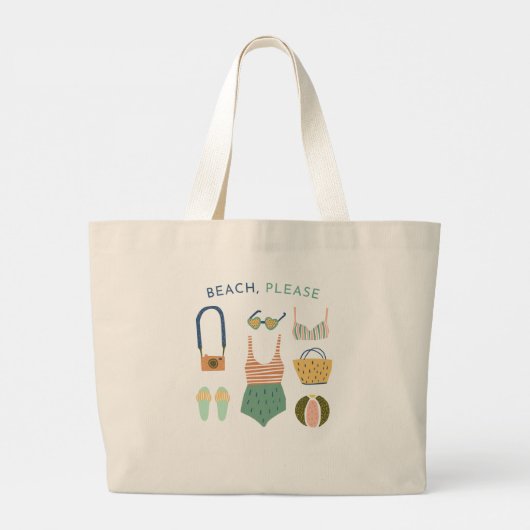 "Beach, alsjeblieft" Grote Canvas tas, aanvaller Grote Tote Bag (Achterkant)