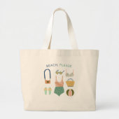 "Beach, alsjeblieft" Grote Canvas tas, aanvaller Grote Tote Bag (Voorkant)