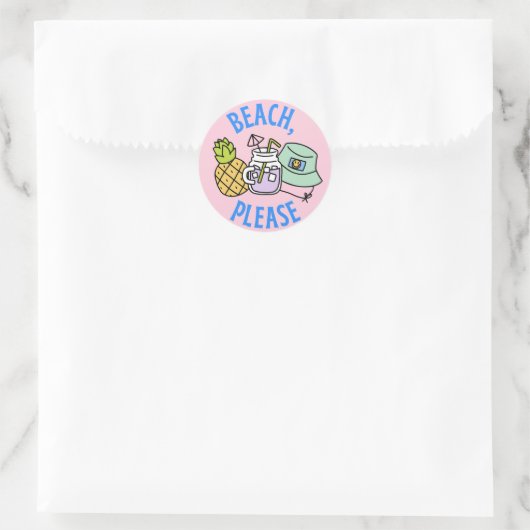 Beach, alsjeblieft ronde sticker (Tas)