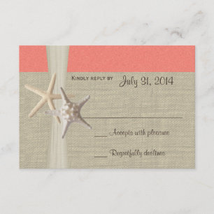 Beach Amore Coral Shell Response Card RSVP Kaartje