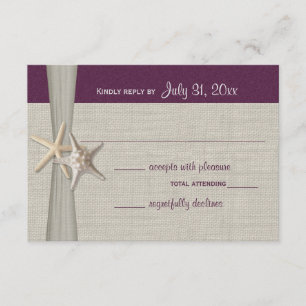 Beach Amore Eggplant Response Card RSVP Kaartje
