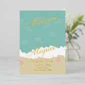 Beach Ampersand Save the Date Ppress Folie Uitnodiging (Staand Voorkant)