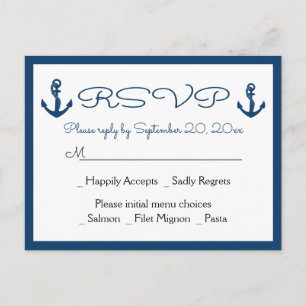Beach Anchor Beach marine Blue Nautical Wedding RS Uitnodiging Briefkaart