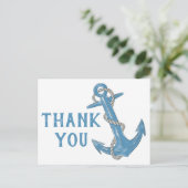 Beach Anchor Blue Nautical Weddenschap Bedankt Briefkaart (Staand voorkant)