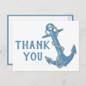 Beach Anchor Blue Nautical Weddenschap Bedankt Briefkaart (Voorkant / Achterkant)