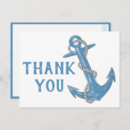 Beach Anchor Blue Nautical Weddenschap Bedankt Briefkaart (Voorkant / Achterkant)