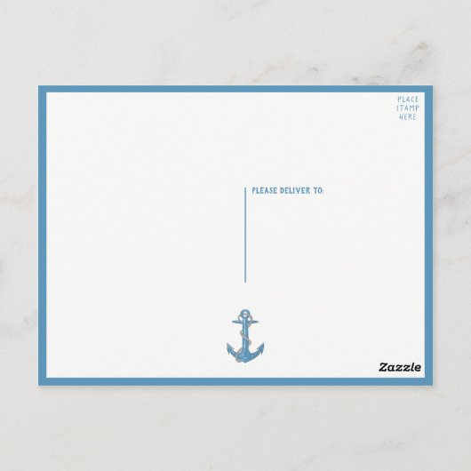 Beach Anchor Blue Nautical Weddenschap Bedankt Briefkaart (Achterkant)