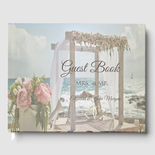 Beach Anchor Flowers Rustic Gastenboek (Voorkant)