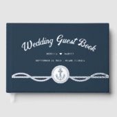 Beach Anchor Navy Coastal Nautische bruiloft Folie Gastenboek (Voorkant)