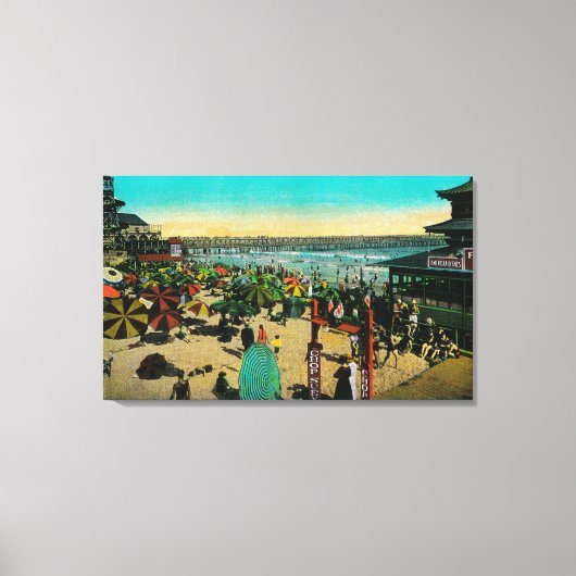 Beach and Bath House, Long BeachLong Beach, CA Canvas Afdruk (Voorkant)