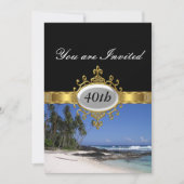 Beach and Black Birthday Party Glamor Invitation Kaart (Voorkant)