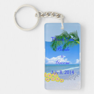 Beach and Blue Skies Weddenschap bedankt Sleutelhanger
