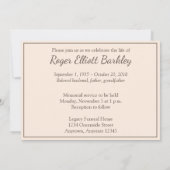 Beach and Clouds at Sunset Memorial Service Invite Kaart (Achterkant)