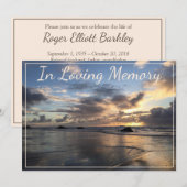 Beach and Clouds at Sunset Memorial Service Invite Kaart (Voorkant / Achterkant)