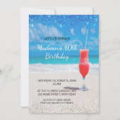 Beach and Cocktail Birthday Invitation Kaart (Voorkant)