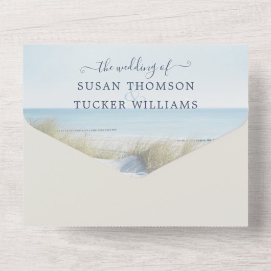 Beach and Dunes All in One Wedding Invitation All In One Uitnodiging (Achterkant)