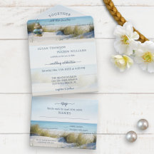 Beach and Dunes All in One Wedding Invitation