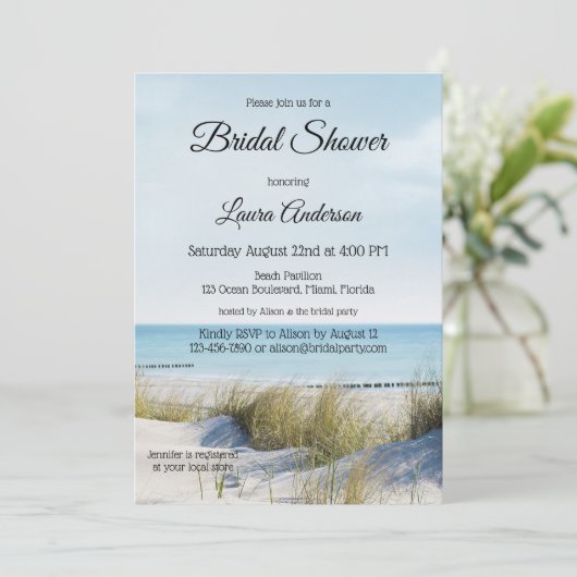 Beach and Dunes Bridal Shower Invitation Kaart (Staand voorkant)